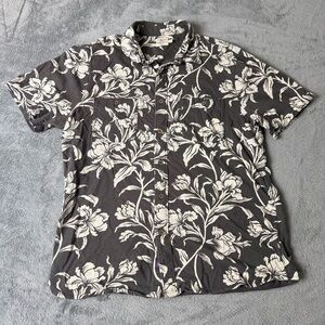 Faherty Shirt Mens Medium Gray Floral Knit Seasons Button Up Huckberry Camp XL